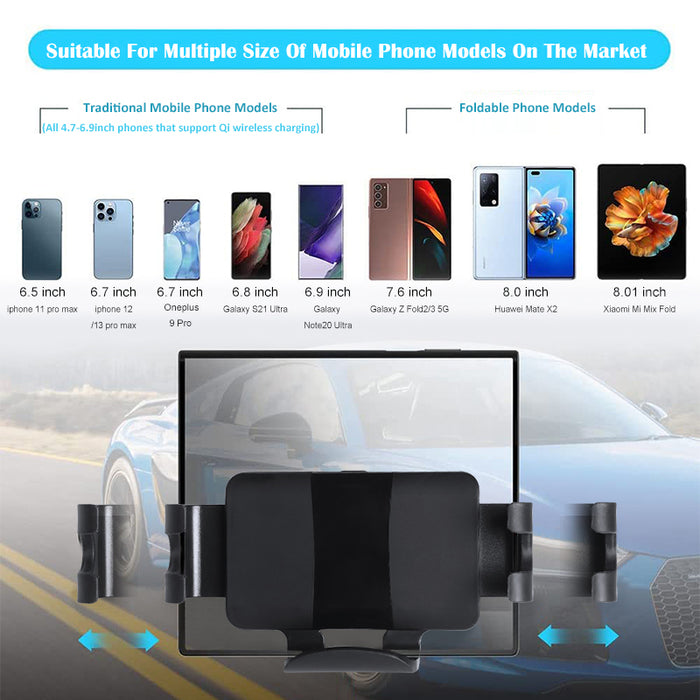 Wireless Car Charger Automatic Clamping Dashboard Mount For Samsung Galaxy Z Flip 3/iPhone