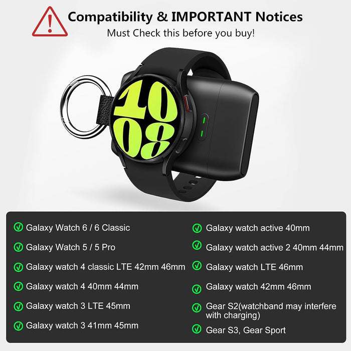 Portable Wireless Charger 1400mAh Power Bank for Samsung Galaxy Watch 6/54/3 Active 1/2 Gear S2/S3