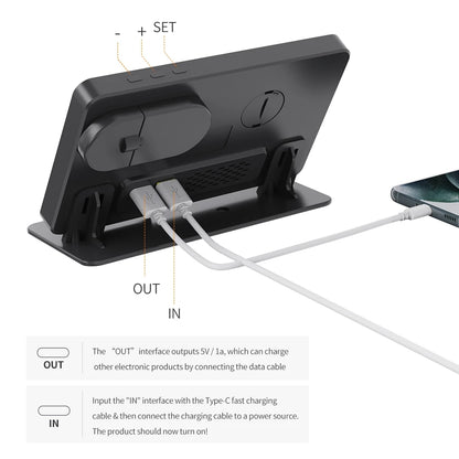 Station de charge sans fil 6 en 1 avec affichage de la température du réveil pour iPhone et Apple Watch et Airpods 2/3/Pro