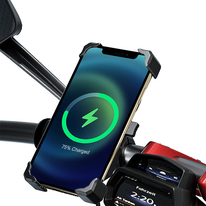 Motorcycle Phone Holder with Wireless Charger Waterproof Mobile Phone Mount for Motorcycle