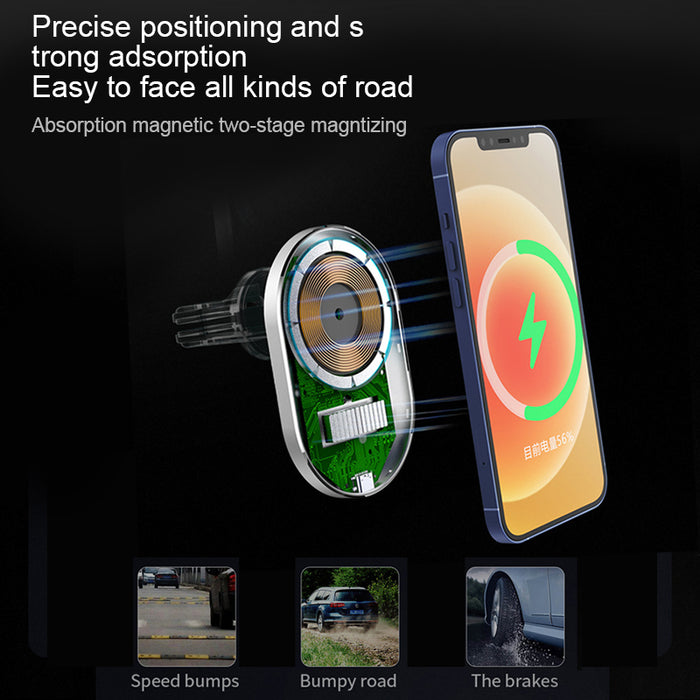 Magsafe Wireless Autoladegerät 15W Qi Schnellladung Luftentlüftung Autotelefonhalterung für iPhone 12 Mini Pro max