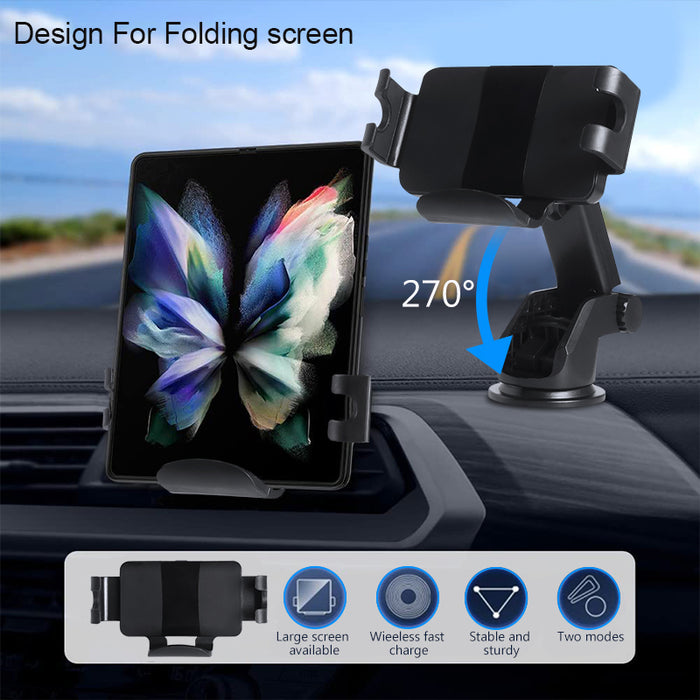 Support de tableau de bord de serrage automatique de chargeur de voiture sans fil pour Samsung Galaxy Z Flip 3/iPhone