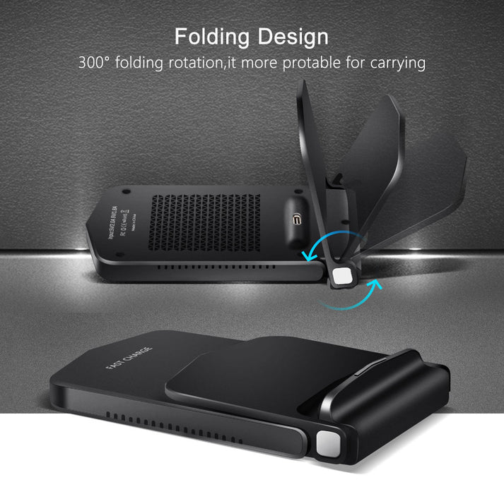 Wireless Phone Charger Stand Foldable Wireless Charging Desk Holder for iPhone Samsung