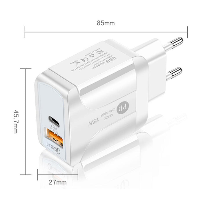Chargeur USB C 36W 2 ports rapide QC 3.0 chargeur PD chargeur mural pour iPhone Samsung