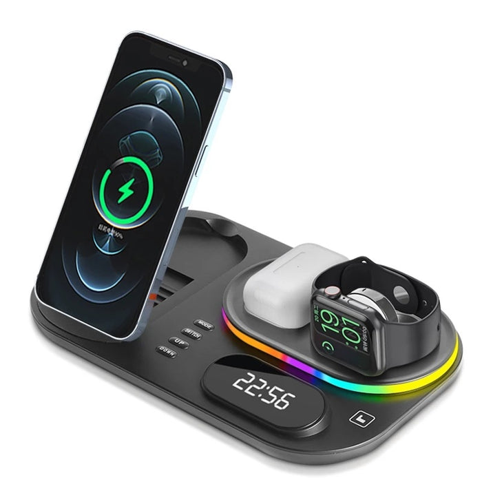 Chargeur sans fil 3 en 1 pour Iphone 14 13 12 Pro Station de charge rapide  Max pour Apple Watch Series 8 7 Chargeurs avec réveil