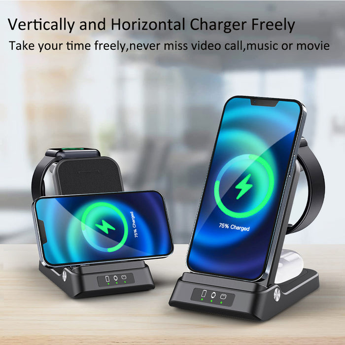 Foldable Wireless Charger 3 in 1 For iPhone 14 13 12 Pro Max 15W Fast Charging Station For Apple Watch Series 8 7 Chargers Stand