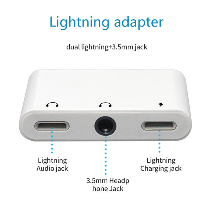 Adaptador Lightning a conector de auriculares de 3,5 mm para cargador divisor de iPhone y adaptador de auriculares