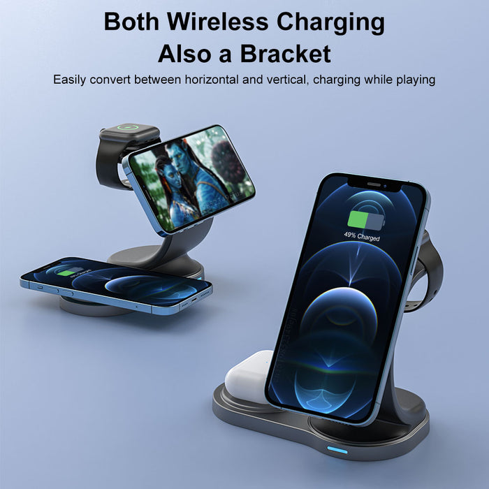 3 in 1 Wireless Charger Fast Charging Station For iPhone 14/13/12 Pro Max Mini Apple Watch Airpod Pro 3