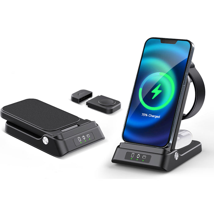 Foldable Wireless Charger 3 in 1 For iPhone 14 13 12 Pro Max 15W Fast Charging Station For Apple Watch Series 8 7 Chargers Stand