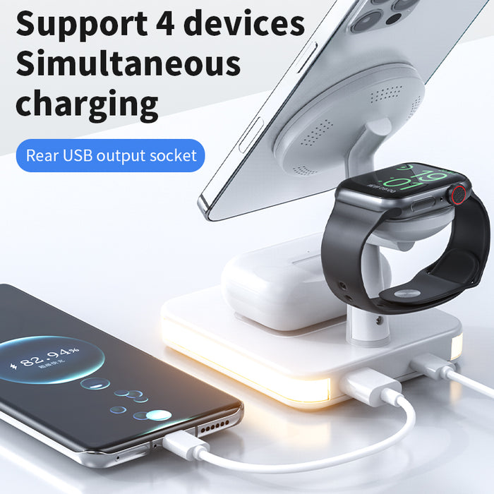 Station de charge sans fil magnétique 4 en 1 15W pour iPhone 12/13/14 Mini Pro Max AirPods Pro et Apple Watch
