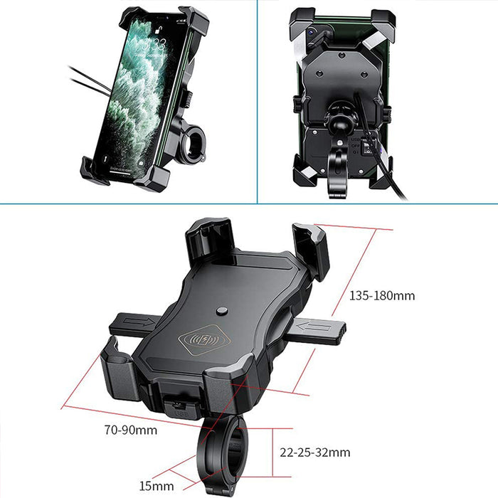 Support de téléphone de moto avec chargeur sans fil Support de téléphone portable étanche pour moto