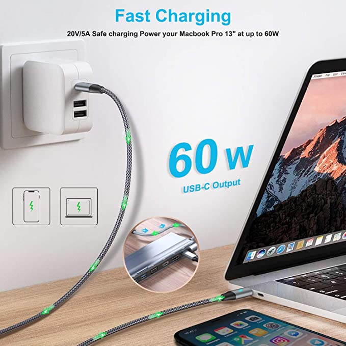 USB C Extension Cable Type C Male to Female 1M Fast Charging for Apple Magsafe Wireless Charger