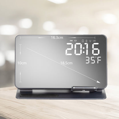 Station de charge sans fil 6 en 1 avec affichage de la température du réveil pour iPhone et Apple Watch et Airpods 2/3/Pro