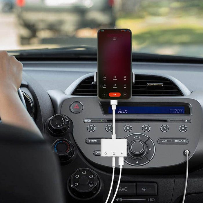 Adaptador Lightning a conector de auriculares de 3,5 mm para cargador divisor de iPhone y adaptador de auriculares