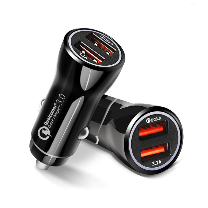 Dual USB Car Charger 30W QC 3.0 Fast Mini Cigarette Lighter Adapter for iPhone 11 12 Pro Mini Max