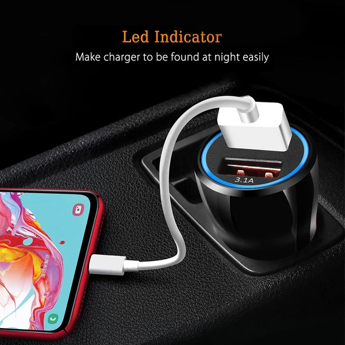 Dual USB Car Charger 30W QC 3.0 Fast Mini Cigarette Lighter Adapter for iPhone 11 12 Pro Mini Max