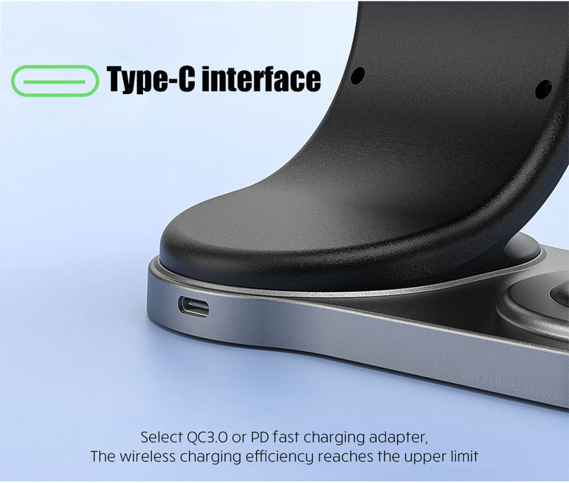 Chargeur sans fil 3 en 1 Station de charge rapide pour iPhone 14/13/12 Pro Max Mini Apple Watch Airpod Pro 3
